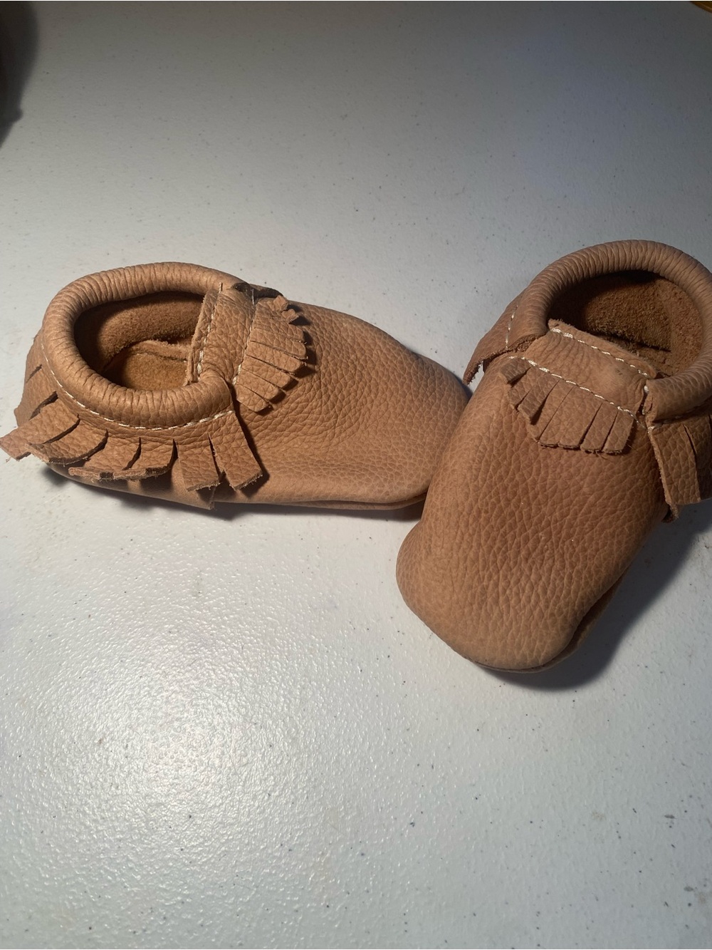 Freshly Picked Tan Fringe Moccasins for Kids